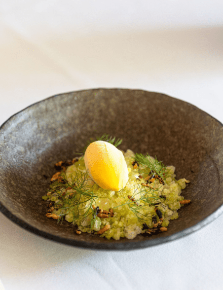Lemon Myrtle Semifreddo dessert at Azure Bar and Grill