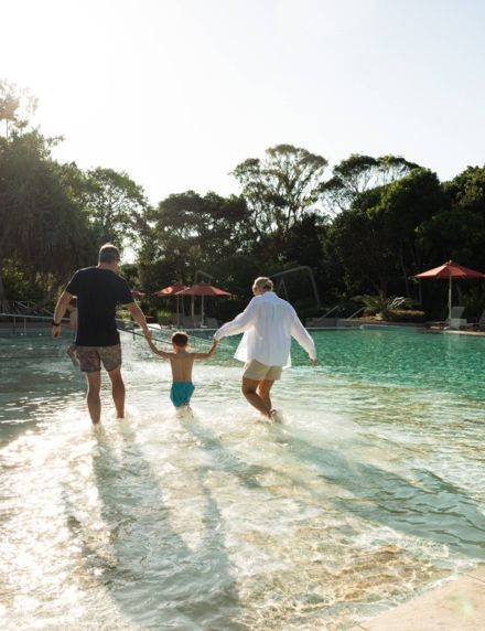 Family enjoying the pool at Elements of Byron