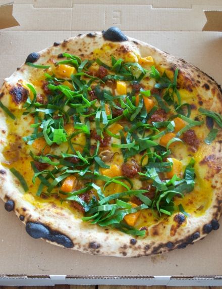 Pizza, in room dining at Elements of Byron