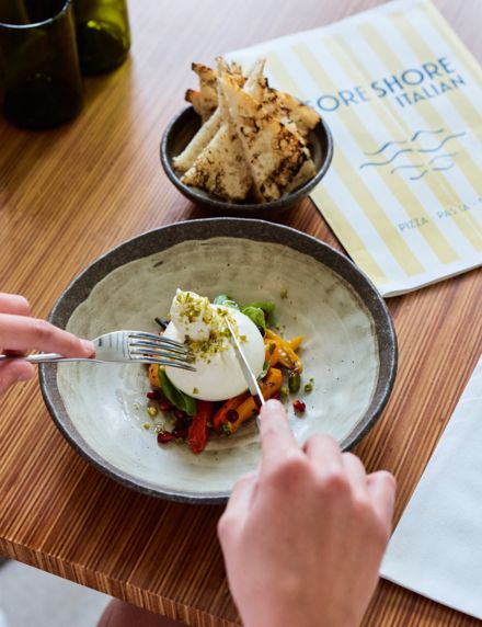Burrata at Foreshore Italian at Elements of Byron