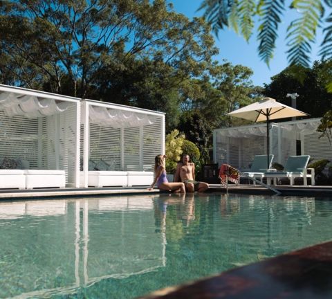 Couple at Summer Salt Adults Only pool at Elements of Byron