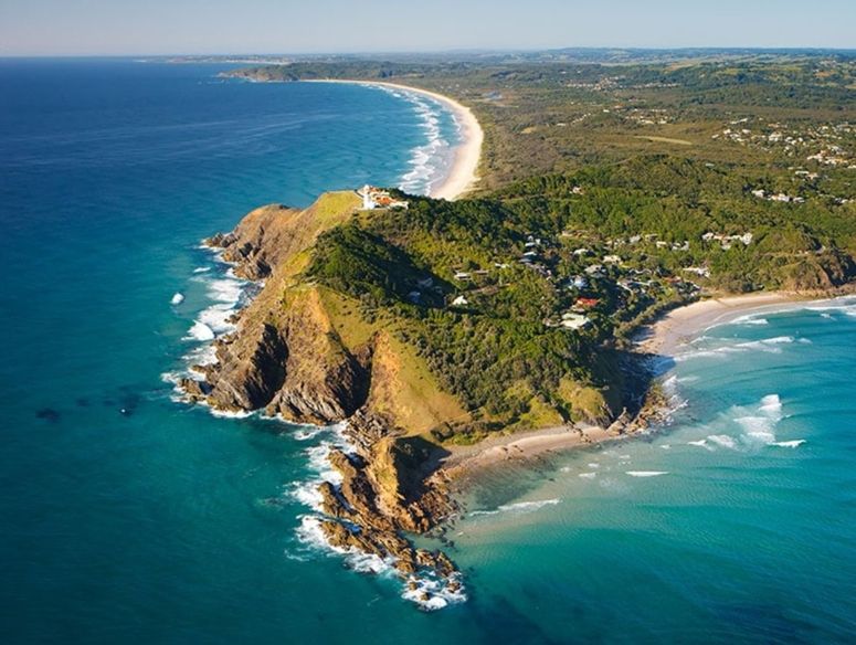 Aerial of Byron Bays Coastline