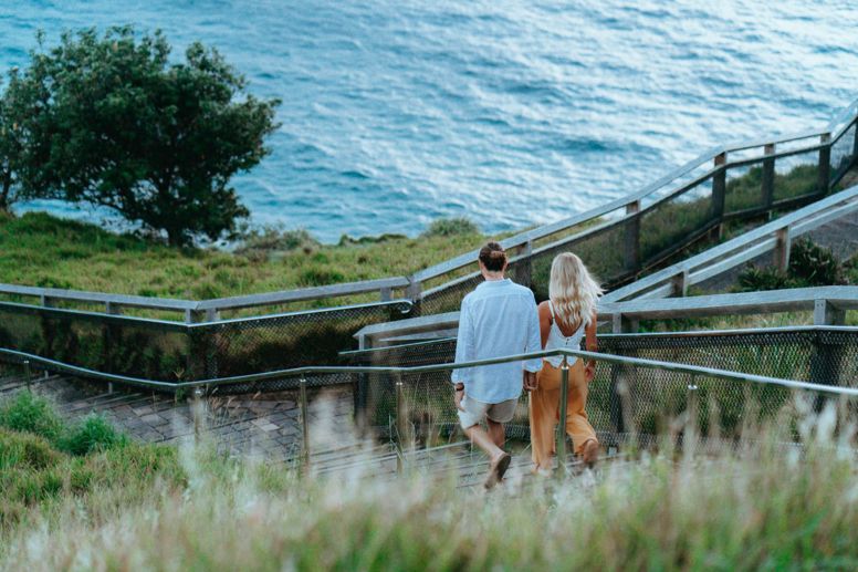 Couple doing the lighthouse walk at Cape Byron