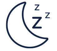 Navy blue icon of a crescent moon